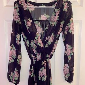 Dark purple floral romper